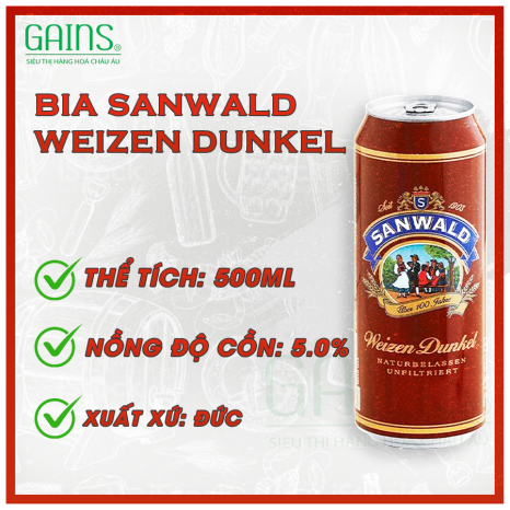 Bia Đức Sanwald Weizen Dunkel 500ml
